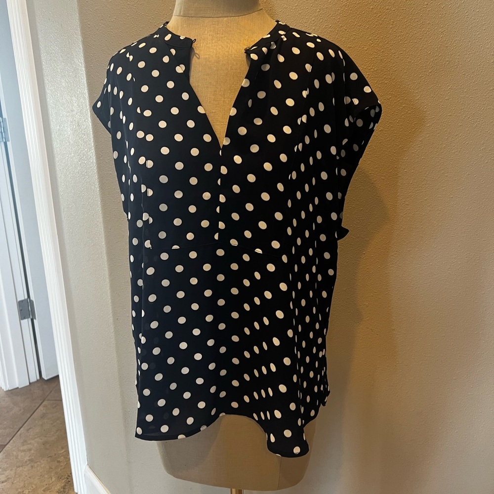 Polka Dot Women's Top - Navy and White